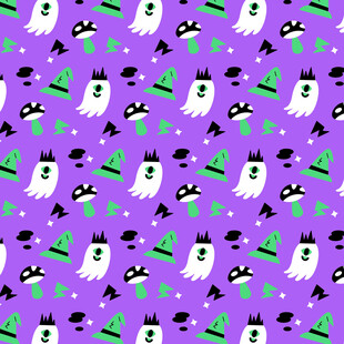 紫色背景幽灵图案设计