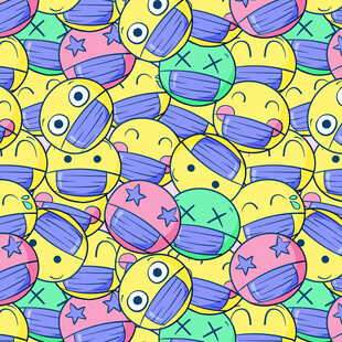 多彩卡通表情图案背景