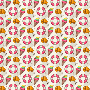 多彩甜点图案无缝背景图
