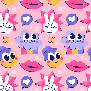 可爱卡通图案粉色背景