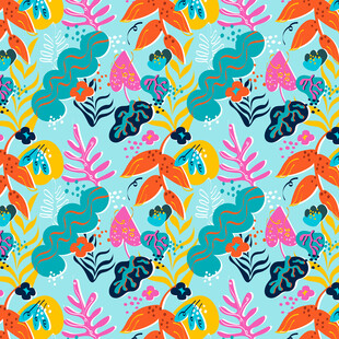 多彩植物花卉无缝图案