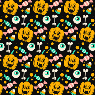 万圣节南瓜糖果图案背景