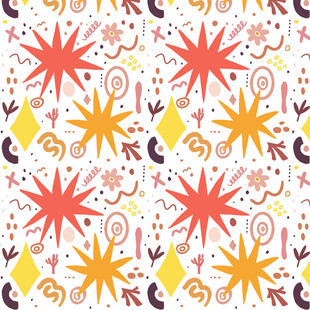 多彩星星花卉图案背景
