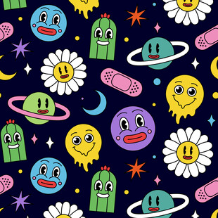 可爱卡通宇宙元素图案