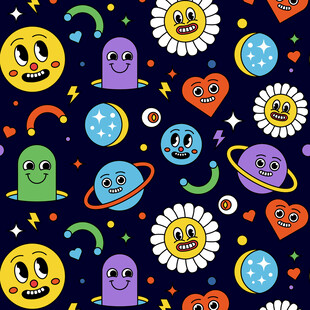 多彩卡通图案背景设计