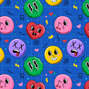多彩表情图案背景