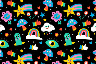 多彩卡通图案背景