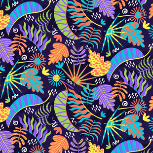 热带风情动植物图案背景