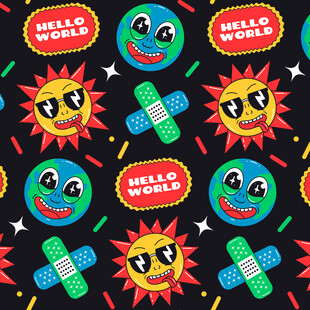 笑脸图案无缝背景设计
