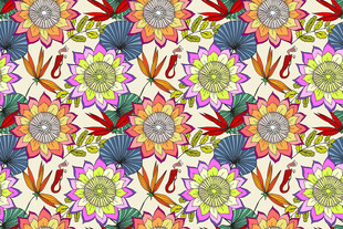 多彩花卉图案无缝背景