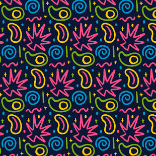 多彩抽象植物图案背景