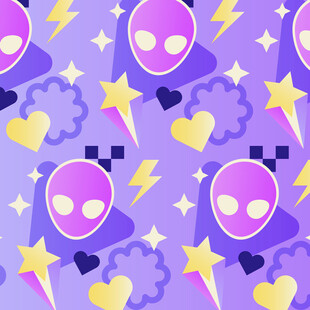 紫色外星主题梦幻图案