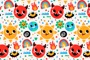 多彩卡通图案背景设计