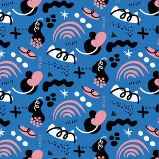 蓝色宠物主题无缝图案