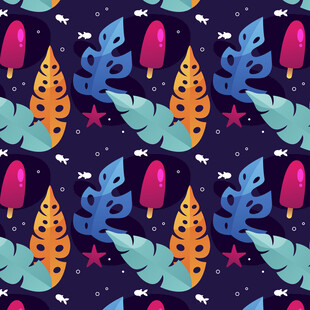 热带风冰棍图案无缝背景