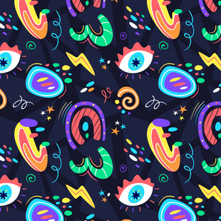 炫彩卡通图案背景