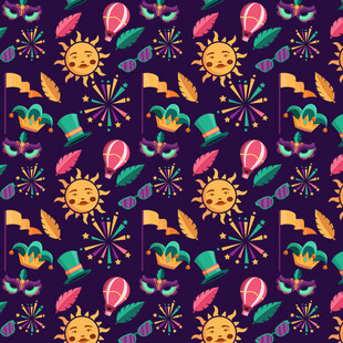 多彩花卉植物图案背景