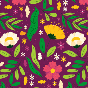 紫色花卉图案背景设计