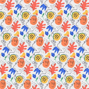 多彩卡通图案无缝背景