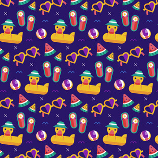 夏日泳池派对图案元素