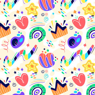 多彩卡通图案无缝背景