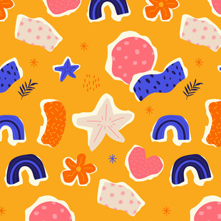 童趣缤纷卡通图案背景