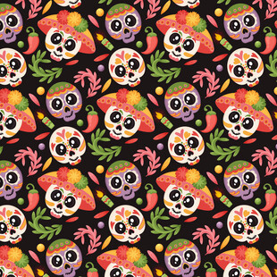 多彩骷髅图案背景