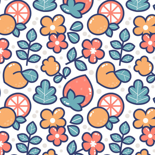 水果花卉图案背景设计