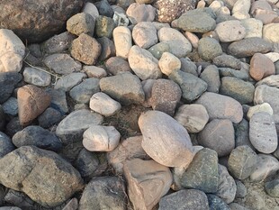 岸边散落的多彩鹅卵石