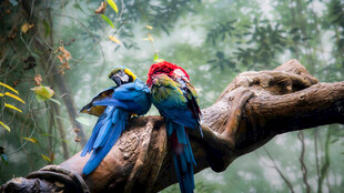 树枝上的多彩鹦鹉