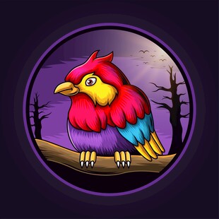 彩色鹦鹉栖息于树枝间