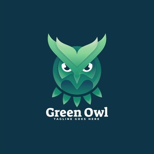 绿色猫头鹰标志设计