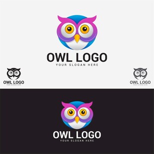 可爱猫头鹰标志设计
