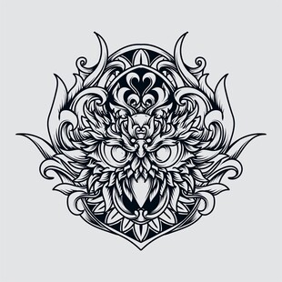 神秘图腾风格的复杂兽头图案