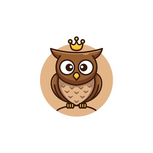 戴皇冠的可爱猫头鹰