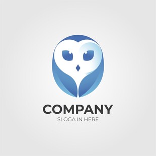 蓝色猫头鹰公司标志设计