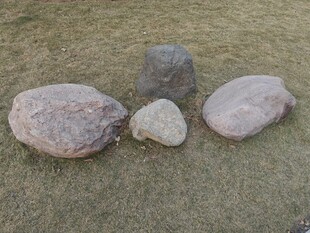 草地上的几块大小石头