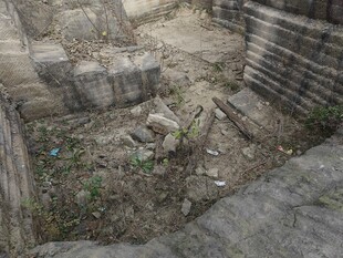 古老遗址中的石块与杂草