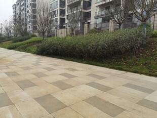 小区内的砖石铺就步道