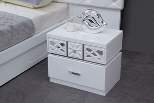 简约白色双抽屉床头柜