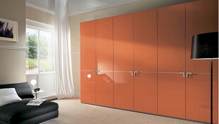 橙色简约衣柜装点客厅