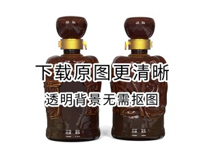 雕花陶瓷双龙瓶白酒透明底图