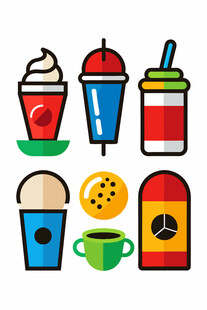 多样饮品与甜点图标