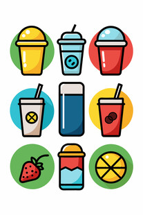 多彩饮品图标集合
