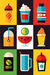 多彩夏日饮品图标集合