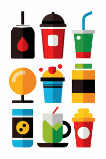 多彩饮品图标集合