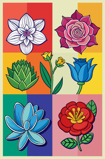 多彩花卉图案集合