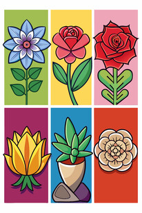 多彩花卉插画图案集合