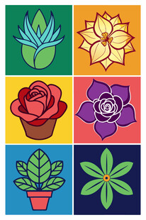 多彩花卉植物插画集