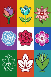 多彩花卉图案集合